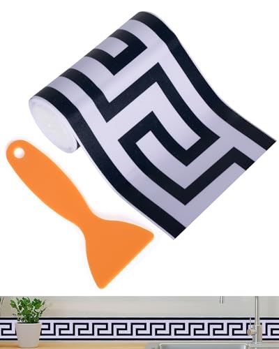 FBBULES Decorativas Cenefa de Papel Pintado Adhesiva PVC Friso de Pared Auto Adhesivo Revestimiento de Pared para Salón Dormitorio Cocina Suelo Azulejo