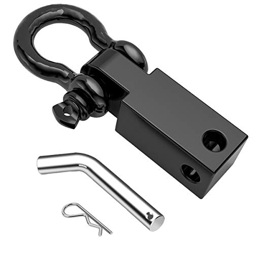 2" Universal Shackle Hitch Receiver With 3/4'' D Ring Shackle, Black Powder Coated, 41850 Lbs Break Strength,Working Load Limit: 10,472 Lbs/4.75 Tons. #TOP2