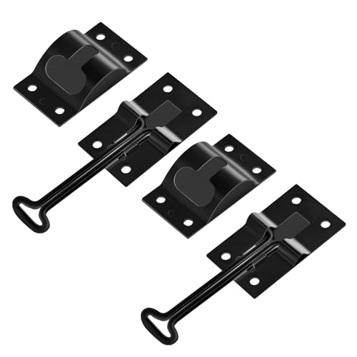 ESUDNT RV Door Holder with Silent Snap Black Metal T-Style Camper Door Latch Trailer Door Catch for Cargo Trailers and Trucks (2 Pack 4 Inch)