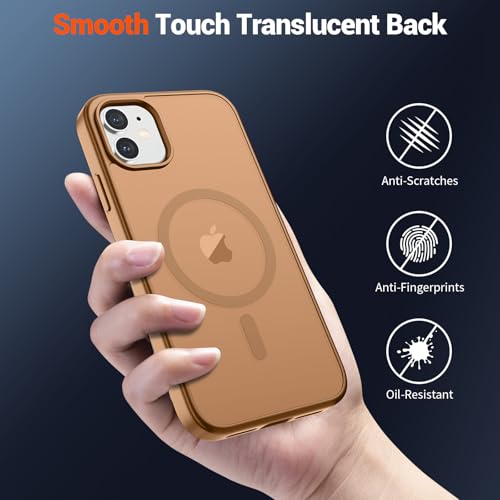 Image of SUPFINE Magnetic for iPhone 12 Case /iPhone 12 Pro Case (Compatible with MagSafe)(Military Grade Drop Protection) Slim Translucent Matte Shockproof with Anti-Fingerprint Phone Case,Brown