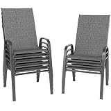 Redpick Patio Chairs Set of 8, Stackable Outdoor Dining Chairs for All Weather, Metal Modern Outside Furniture Chair for Pool Side, Garden, Backyard Deck, Dark Grey