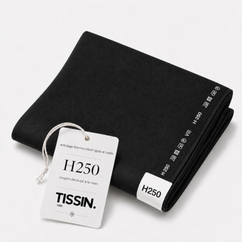 Entoilage Thermocollant Stable H250 - Noir - 100x90 Cm - Coupon Tissin issu d’un Rouleau Vlieseline - Renfort Rigide pour Apporter Structure et Tenue en Couture