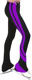 COYI Figure Skating Pants,kids Adult Ice Skate Training Tights Figure Skate Pants Pantyhose Legging With Fleece Lining(Size:3XS,Color:Purple)