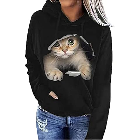 Women’s 3D Cat Print Hooded Sweatshirt Cover