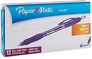 Paper Mate Profile Retractable Ballpoint Pens, Bold (1.4mm), Purple, 12 Count
