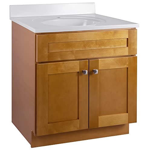 Design House Brookings 31 Inch Bathroom Vanity with Top, Ready to Assemble, Modern Birch, 597989