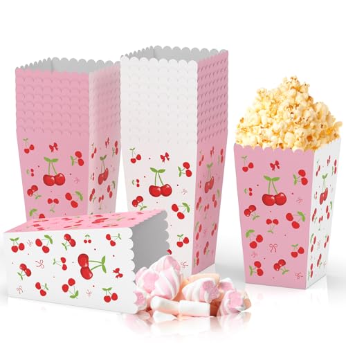 K KUMEED Lot de 20 boîtes à popcorn en forme de cerises pour décoration d'anniversaire, fête prénatale, fête prénatale, quotidien, vacances (taille S)
