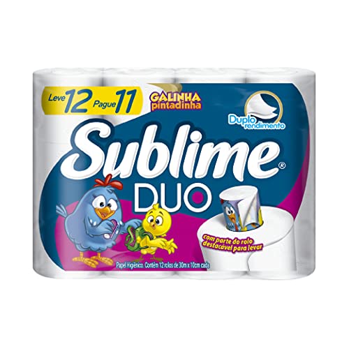 Papel Higiênico Sublime Galinha Pintadinha Folha Dupla, 12 rolos Duo - com parte destavável para lev