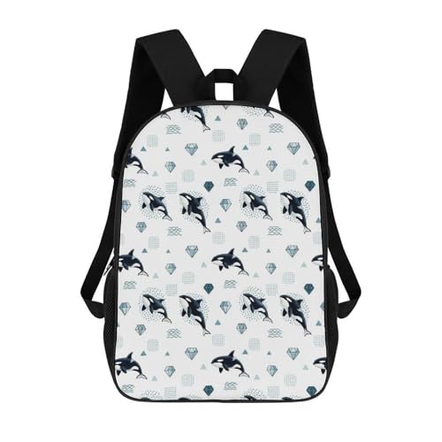 17 Inch Carry On Bookbag with Adjustable Shoulder Straps Killer Whale Orca Outdoor Travel Gym Backpack Unisex-Adult Sport Bag