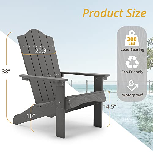 Lue Bona Adirondack Chairs Set Of 2, Dark Gray Poly Adirondack Chair, Modern Plastic Adirondack Fire Pit Chairs Weather Resistant For Patio, Porch, Deck, Pool, Garden, Backyard #TOP2