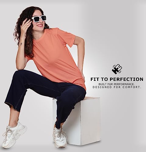 Image of Sleepynuts Women Boyfriend Plain Round Neck Half Sleeve T-Shirt