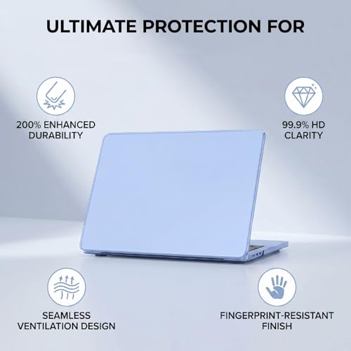 Carcasa rígida transparente azul de 13" con película de teclado antiarañazos 3