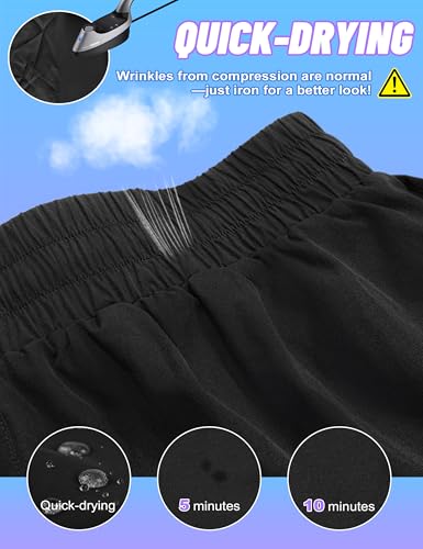 High Waisted Running Shorts for Women with Pockets, 2.5" Black Athletic Workout Gym Yoga Spandex Dolphin Shorts2