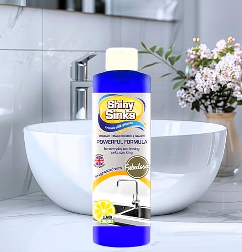 Cream sink cleaner - shiny sinks - ceramic stainless steel granite cleaner - lemon sherbet scent - 250ml - kitchen bathroom cleaner.