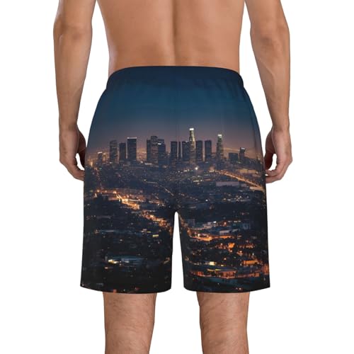 Men's Swim Trunks Los Angeles Skyline Quick Dry Board Shorts with Pocket Swimsuit Swimwear for Men Beach Shorts2