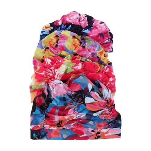 Bonnet de bain imprimé multicolore en nylon pour cheveux longs