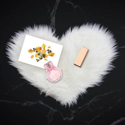 Tapetes decorativos corazón de felpa blanca 2 piezas 12x16 pulgadas miniatura 3