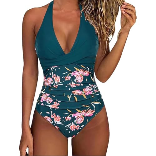 Générique Maillot De Bain Amaincissant Femme Sexy Col V Ventre Plat Maillot De Bain Bretelles Spaghetti Réglables Froncé Devant Vetement De Plage Contrôle du Ventre Rembourré