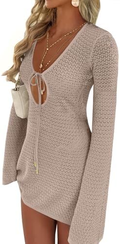 ANRABESS Womens Crochet Swimsuit Cover Ups Summer Beach Vacation Dresses