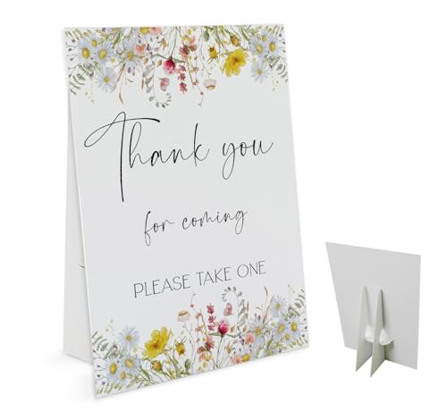 Thank You For Coming Please Take One Sign(8 x 11 Inch with Holder), Baby in Bloom Love is in Bloom Decorations, Wildflower Baby Shower/Bridal Shower Signs,Wedding Table Sign -BSLP12