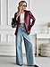 KateModa Women's Faux Leather Blazer Oversized Bomber Winter Coat Motocycle Button Down Fall Jackets with Pockets Burgundy X-Small
