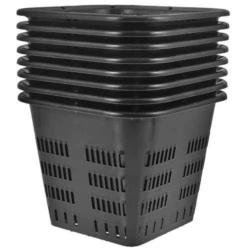 GANAZONO 8Pcs 4.33 Inch Hydroponic Net Pots Square Mesh Planting Baskets Plastic Nursery Cups for...