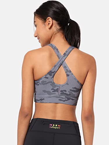 Image of Medium Support Sports Bra for Women | Crossback Design | Removable Padding Grey