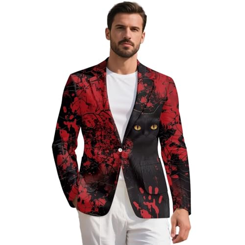 Men’s Halloween Blazer One Button Suit Jacket with Pocket Lightweight Sport Coat with Lining Festival Clothing S-5XL