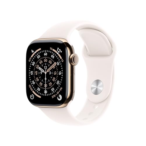 Apple Watch Series 11 GPS+Cellular con Caja de Titanio en Color Oro de 42 mm y Correa Deportiva Rosa Rubor-Talla M/L .Calidad del Sueño,monitores de entreno y Salud,Pantalla Siempre Activa