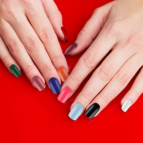 Edittime Matte Or Glossy Glitter Powder Acrylic False Nails Full Cover Fake Natural Claw Stiletto Ballerina Nails Tips With A Crystal Nail Rubbing Strip (Glossy Square) #TOP7