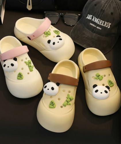 Summer Platform Sandals for Women Cute Cartoon Pandas Bamboos Design Shower Pool Slippers Indoor Outdoor Anti-slip Shoes3