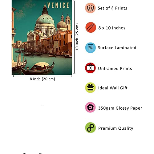 Vintage Travel Posters Mountain Wall Art Decor Set Of 6 Unframed (8''X10'') Retro National City Art Prints Abstract National Park Travel Poster Santorini London Venice Rome Barcelona Switzerland #TOP1