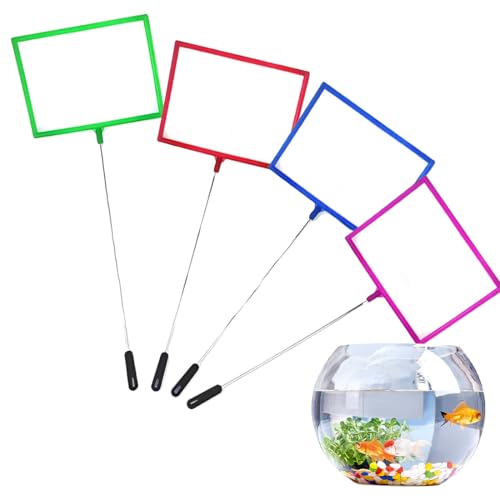 DIFLAX 4 Pezzi Retini a Maglia Fine Resistentiagli Strappi Ideale per Catturare Piccoli Pesci e Gamberetti e per la Pulizia Dell'Acquario (4 Colori)