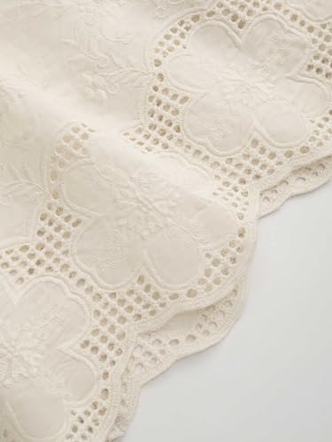 CIDER Lace Skirt Midi Skirt Floral Women Elastic Mid Waist Lined Lettuce Trim Hem Cotton Skirts4