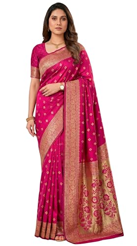 Image of C J Enterprise Women's Banarasi Saree Pure Kanjivaram Style Silk Saree With Blouse Piece for Wedding (Pari-160)
