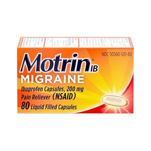 Motrin IB Migraine Liquid Gel Caps, Ibuprofen 200 mg, Migraine Relief Medicine, 80 Ct Cover