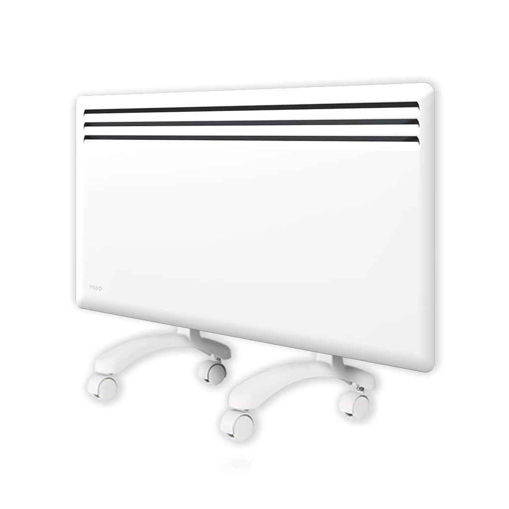 NFK4N elektryczny grzejnik konwektorowy, 1250 W, w zestawie rolki i montaż ścienny, biały, inteligentny termostat z timerem (NCU-2Te), energooszczędny grzejnik elektryczny, IP24, ochrona przed