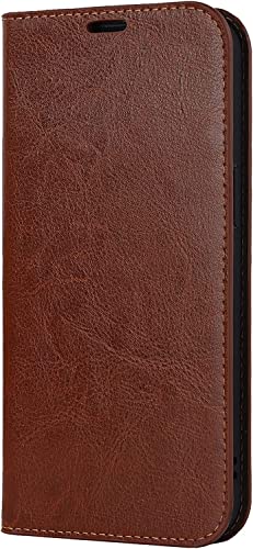 Étui en cuir véritable iPhone 14 avec fente carte et coque TPU
