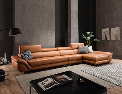 Image of Fabrique Matura Leatherette Lsahpe 5 Seater Diligent Sofa Set | Living Room Bedroom Office & Home | Premium Luxuries Comforatble Soft & Smooth | Easy to Move With Moveable Headrest | Honey Brown | LHS