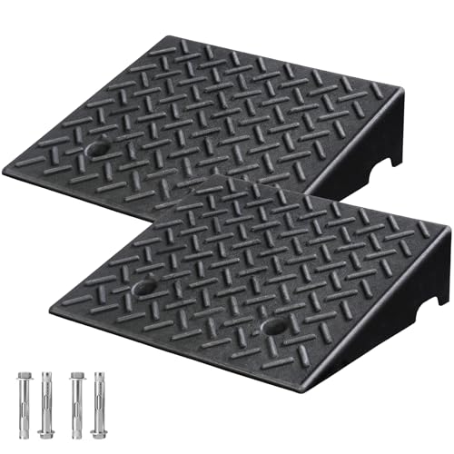 2 Pack Rubber Curb Ramps Driveway ramp, 5" H,19.7" L,16.5" W, Heavy Loading (8818LB)/4Ton Capacity, Threshold, Motorcycle, Loading, Bikes, Wheelchairs Ramps