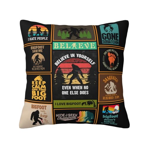 ZUMBULKJ Bigfoot Gifts for Men, Big Foot Sasquatch Gifts for Men, Bigfoot Sasquatch Gifts for Kids, Adults, Funny Big Foot Gift for Birthday Throw Pillow Cover 18"X 18"