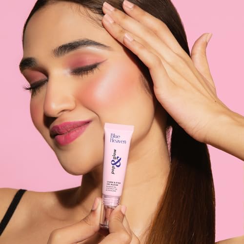 Image of Blue Heaven Pop & Glow Eye & Cheek tint blusher for face makeup, Blush enriched with Rosehip and Coconut oil - Peachy Dawn, 12ml