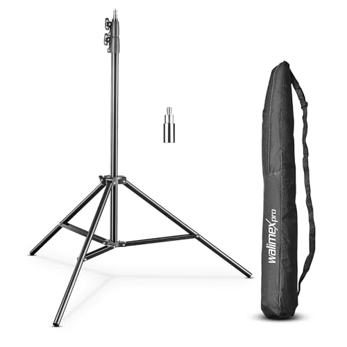 Walimex pro FT-8051 Lampenstativ bis 260 cm Höhe mit Federdämpfung inkl. 3/8 Adapter & Taschen