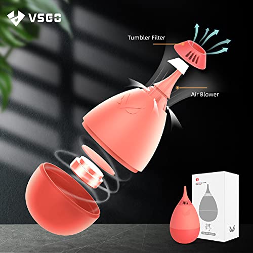 VSGO Soplador de aire de cámara con filtro de aire comprimido para Nikon, Sony, Canon lente y limpieza de sensores, diseño de vaso (Rojo) - imagen 3