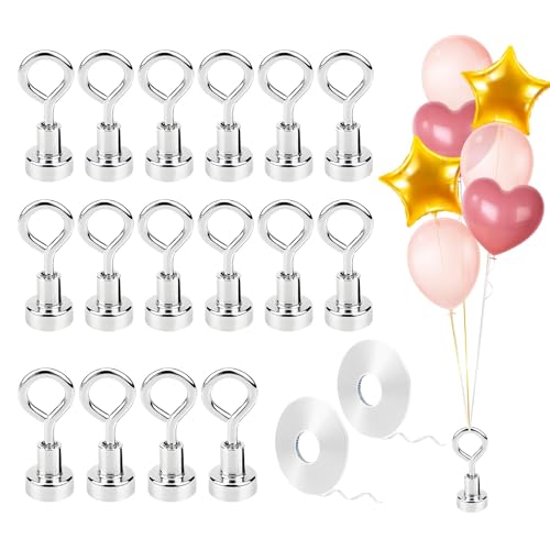 16 pesi per palloncini a elio, magnetismo, con 2 rotoli di nastro, riutilizzabili, per feste, matrimoni, compleanni, Natale, Halloween