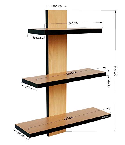 Image of Madhuran Engineered Wood Wall Mounted Books showpieces Display Shelf (Matte, Beech)