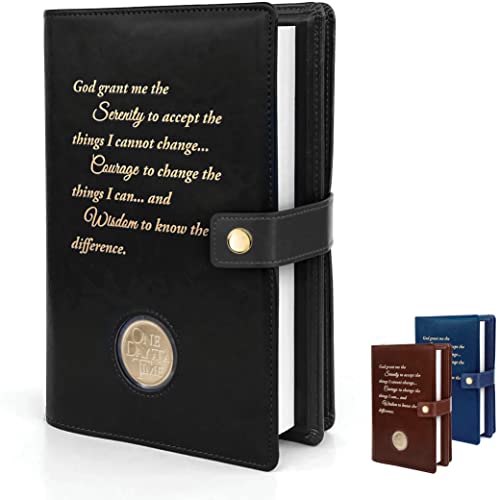 alcoholics anonymous big book cd - Double AA Big Book Cover & 12 Steps & 12 Traditions | by Galileo | Perfect Gift | Alcoholics Anonymous (Snap Button Closing/Black)