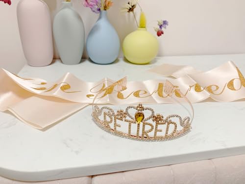 image for JETKONG Retirement Party Decorations Retired Tiara/Crown, Retired Sash