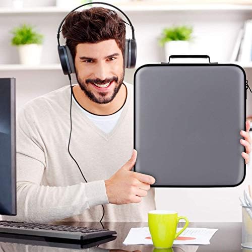 DVD Storage Case CD Wallet:Portable CD Holder Hard Plastic Disc Folder Blank DVD Organiser-CD Carrier Large DVD Carry Multi DVD Binder Kid Disk Collection Album Zip Blu Ray for Car-160 Capacity Grey