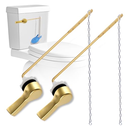 Hibbent 2 Pack Universal Metal Front Mount Toilet Handle Brushed Gold